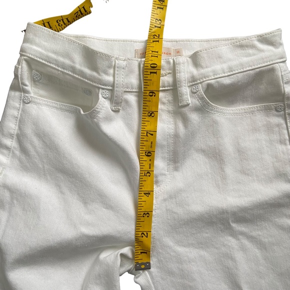 Tory Burch Keira White Eyelet Embroidered Cropped Jeans Size 25 - Picture 12 of 14